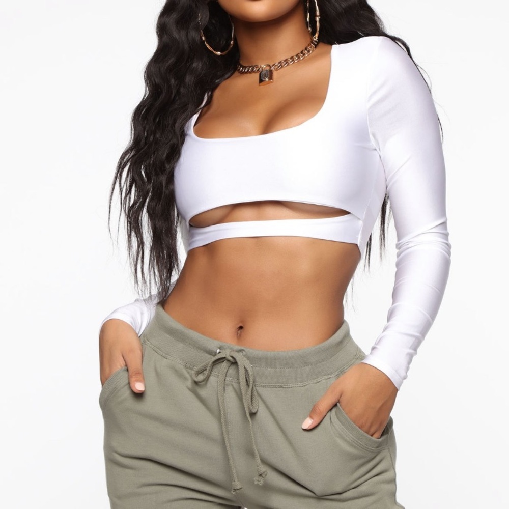 Long sleeve cut out crop top